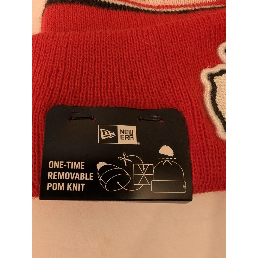 Kansas City Chiefs New Era On Field Beanie Pom Cuffed Knit Hat Cap Fleece Lined
